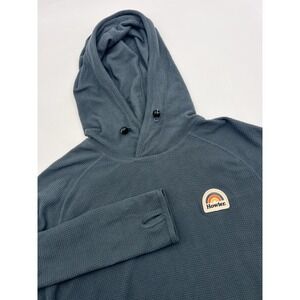 Howler Brothers Hoodie Men's Medium Gray Palo Duro Grid Fleece Waffle Knit